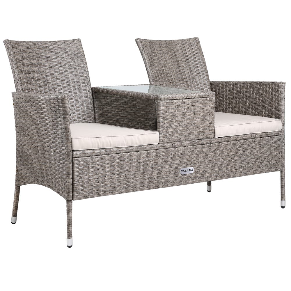 Casaria Tuinbank Wicker Crème 143x55x88cm