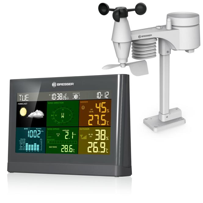 Bresser 5-in-1 Comfort Weercenter met Kleurendisplay (grijs)