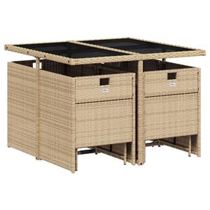 vidaXL 9-delige Tuinset met kussens poly rattan gemengd beige