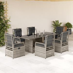 VidaXL 7-delige Tuinset met kussens poly rattan grijs