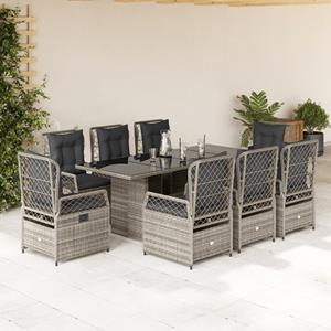 VidaXL 9-delige Tuinset met kussens poly rattan grijs