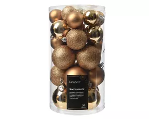 Decoris kerstballen set Plastic 30st rosemarijn 4-5-6cm