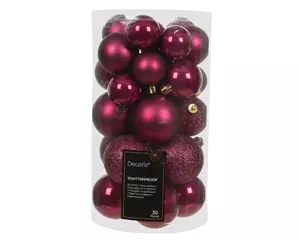 Decoris kerstballen set Plastic 30st granaatappel 4-5-6cm