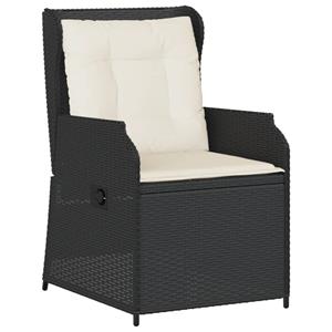 vidaXL 3-delige Loungeset met kussens poly rattan zwart