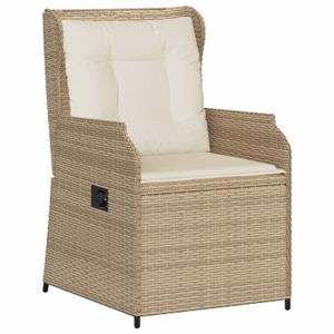 vidaXL 3-delige Loungeset met kussens poly rattan beige