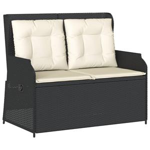 vidaXL 3-delige Loungeset met kussens poly rattan zwart