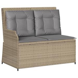 vidaXL 3-delige Loungeset met kussens poly rattan beige