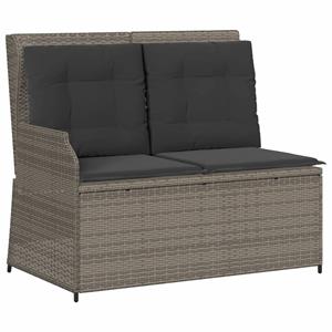 vidaXL 3-delige Loungeset met kussens poly rattan grijs