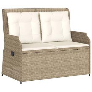 vidaXL 3-delige Loungeset met kussens poly rattan beige