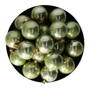 Othmar Decorations kerstballen - 18x st- 6 cm - salie groen - kunststof -