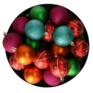 Christmas goods Inge  Kerstballen - 27x st - 6 cm - gekleurd - kunststof -