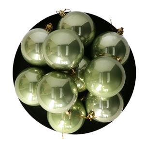 Othmar Decorations kerstballen - 18x st- 8 cm - salie groen - kunststof -