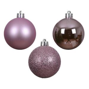 Decoris kleine kerstballen - 14x - lila paars - 3 cm -kunststof -