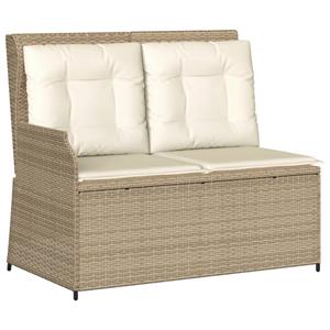 vidaXL 3-delige Loungeset met kussens poly rattan beige