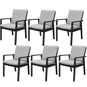 AVH-Collectie Set van 6 Lola dining tuinstoelen aluminium antraciet