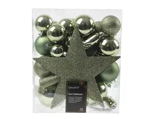 Decoris kerstballen Plastic mix+piek 33st Rosemarijn