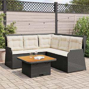 VidaXL 4-delige Loungeset met kussens poly rattan zwart