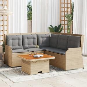 VidaXL 4-delige Loungeset met kussens poly rattan beige