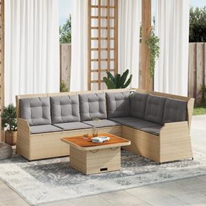 VidaXL 5-delige Loungeset met kussens poly rattan beige