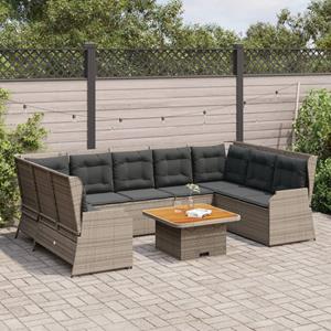 VidaXL 7-delige Loungeset met kussens poly rattan grijs