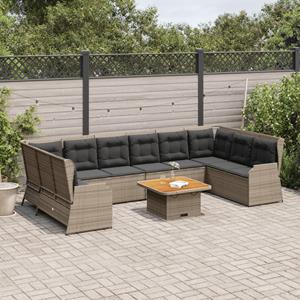 VidaXL 7-delige Loungeset met kussens poly rattan grijs