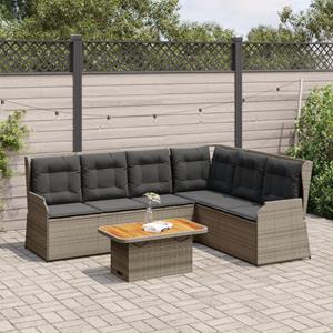 VidaXL 5-delige Loungeset met kussens poly rattan grijs