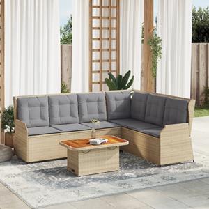 VidaXL 5-delige Loungeset met kussens poly rattan beige