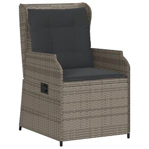 vidaXL 3-delige Loungeset met kussens poly rattan grijs