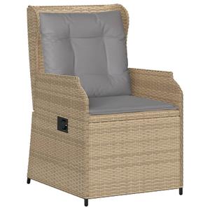 vidaXL 3-delige Loungeset met kussens poly rattan beige