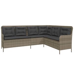 vidaXL 2-delige Loungeset met kussens poly rattan grijs