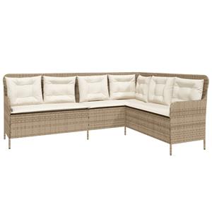 vidaXL 2-delige Loungeset met kussens poly rattan beige