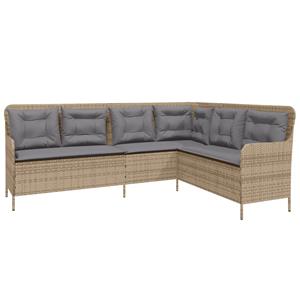 vidaXL 2-delige Loungeset met kussens poly rattan beige