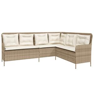 vidaXL 2-delige Loungeset met kussens poly rattan beige