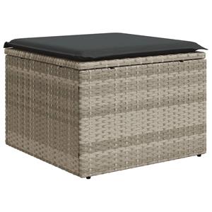 vidaXL 7-delige Loungeset met kussens poly rattan lichtgrijs