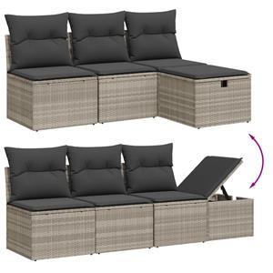 vidaXL 7-delige Loungeset met kussens poly rattan lichtgrijs