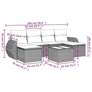 vidaXL 7-delige Loungeset met kussens poly rattan lichtgrijs