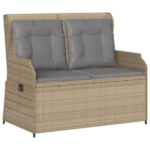 vidaXL 3-delige Loungeset met kussens poly rattan beige