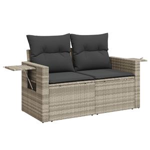 vidaXL 8-delige Loungeset met kussens poly rattan lichtgrijs