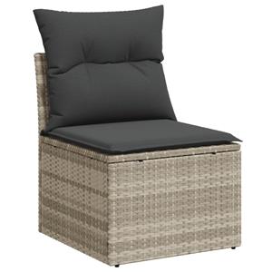 vidaXL 8-delige Loungeset met kussens poly rattan lichtgrijs