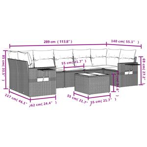 vidaXL 8-delige Loungeset met kussens poly rattan lichtgrijs