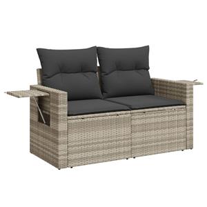 vidaXL 9-delige Loungeset met kussens poly rattan lichtgrijs