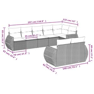 vidaXL 8-delige Loungeset met kussens poly rattan lichtgrijs