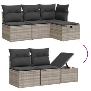 vidaXL 11-delige Loungeset met kussens poly rattan lichtgrijs