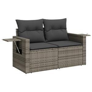 vidaXL 11-delige Loungeset met kussens poly rattan lichtgrijs