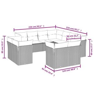 vidaXL 11-delige Loungeset met kussens poly rattan lichtgrijs