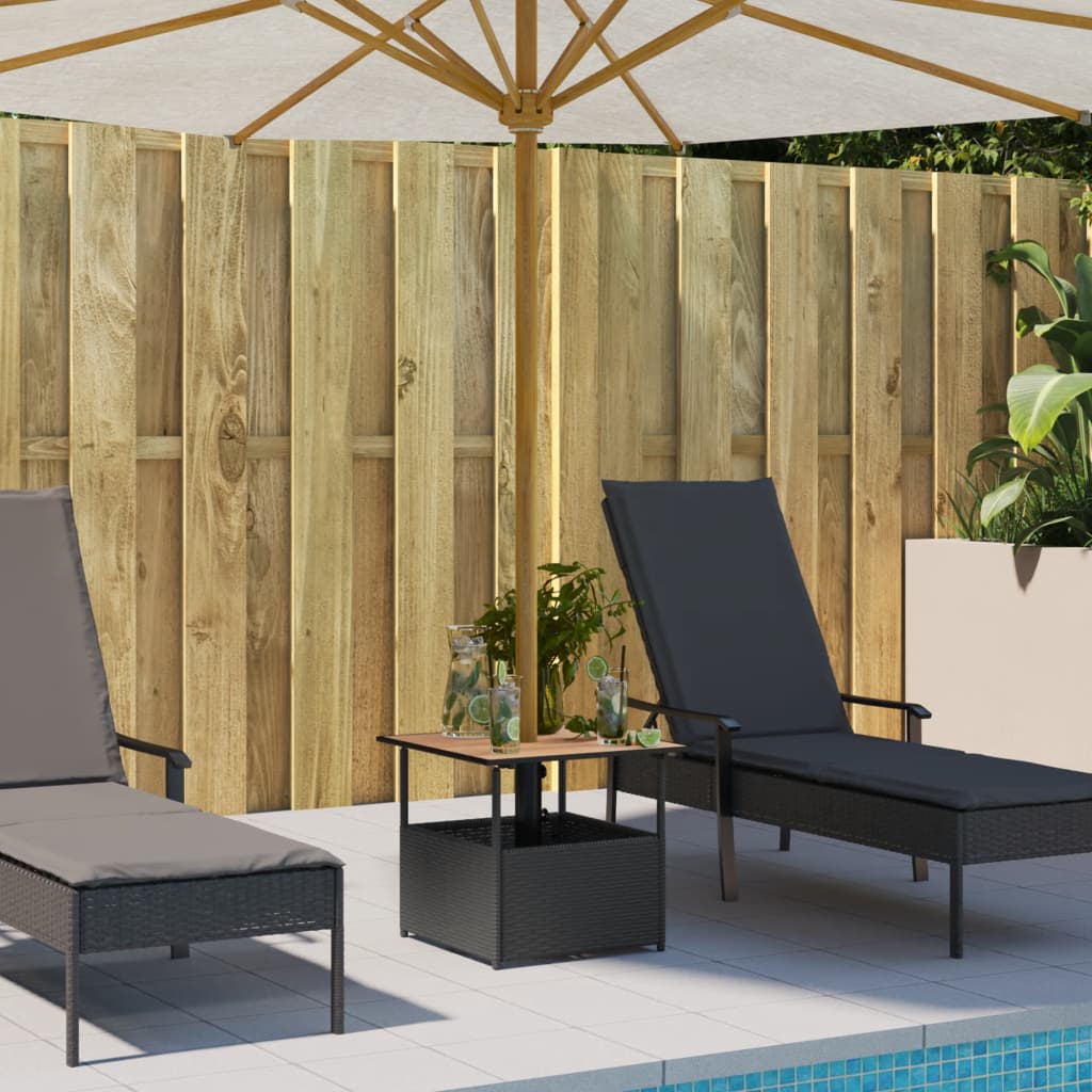 vidaXL Tuintafel met parasolgat 55x55x46,5 cm poly rattan zwart