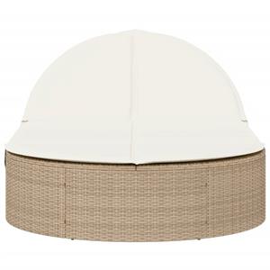 vidaXL Ligbed 2-persoons met kussens poly rattan beige