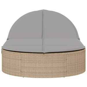 vidaXL Ligbed 2-persoons met kussens poly rattan beige