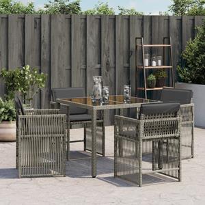 vidaXL Tuinstoelen 4 st met kussens poly rattan grijs