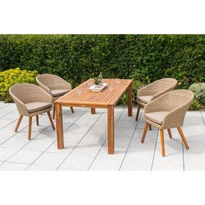 MERXX Tuin-eethoek Arrone 4 stoelen met kussen, tafel (5-delig)